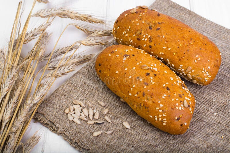 Wheat Rye Bread with Flax Seeds, Chia, Sesame Stock Image Image of