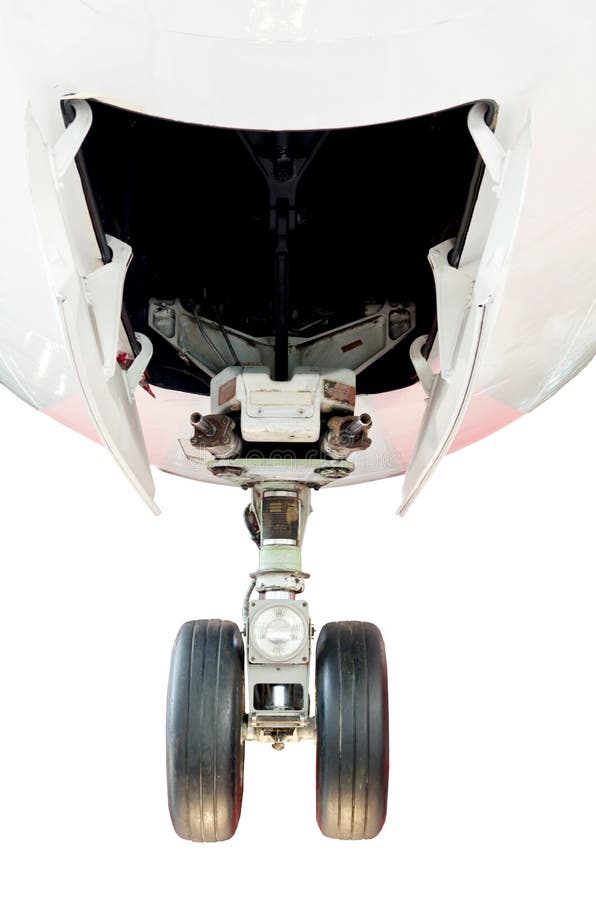 The Wheel of Airplane Landing from Front . Stock Photo Image of