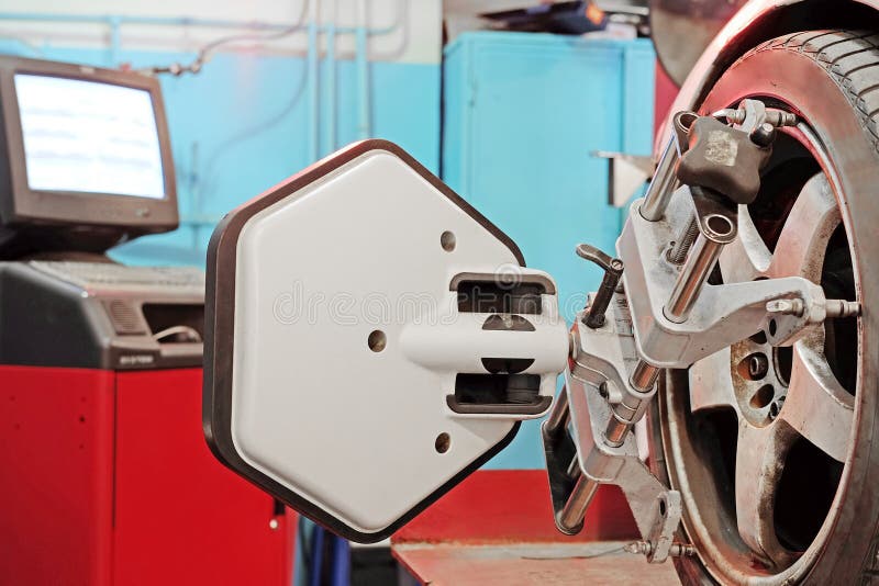 Wheel Alignment Equipment on a Car Wheel Stock Photo Image of