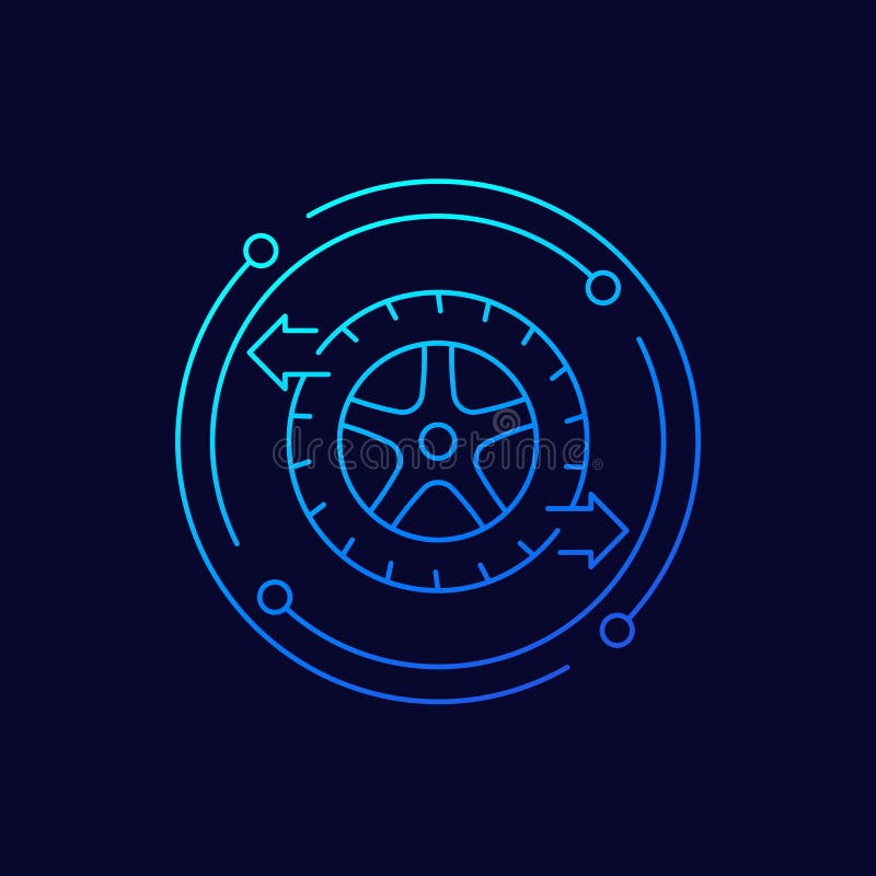 Wheel alignment icon, linear design royalty free illustration