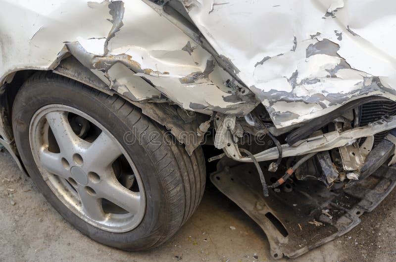 The Wheel of the Car after Being Hit by Another Car Stock Photo Image