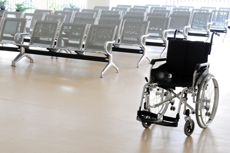 Wheel chair in hospital waiting room