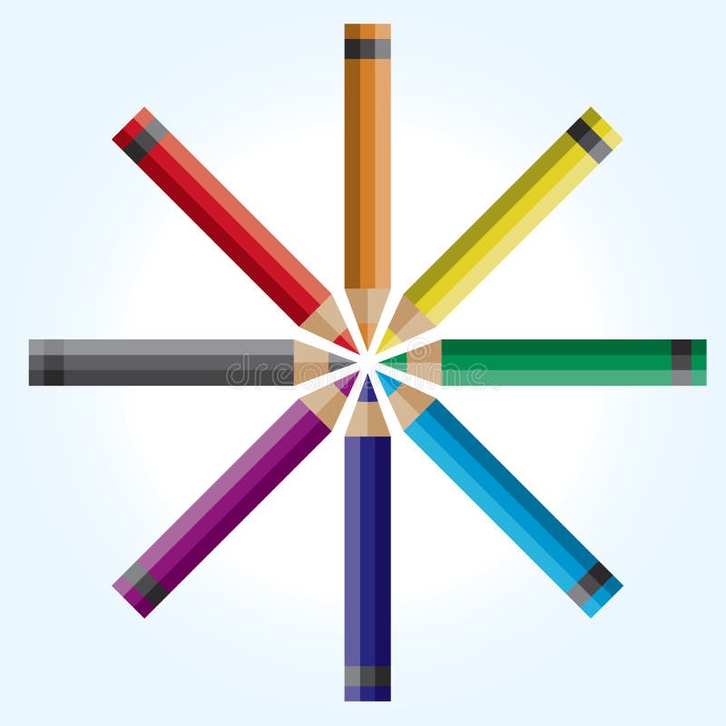 Wheel of colored pencils stock vector. Illustration of circle - 34194749