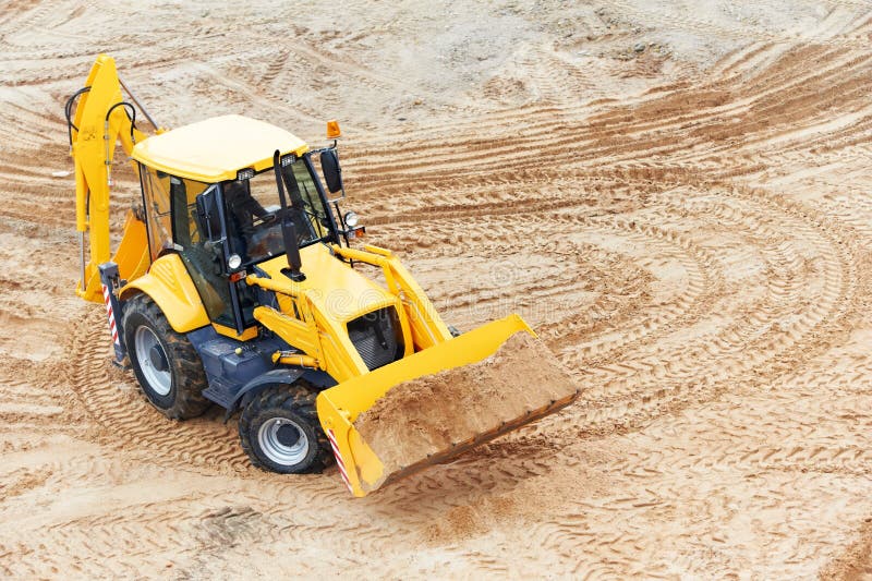 Wheel Excavator Loader with Backhoe Stock Image Image of outdoors