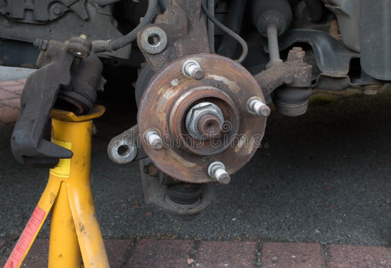 Wheel Hub Brake Disk and Caliper Removed Stock Photo Image of front
