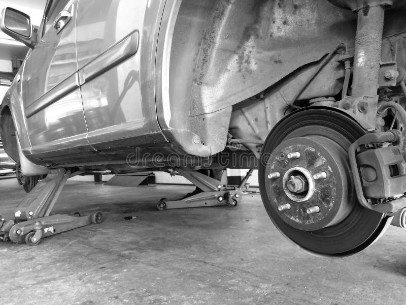 Wheel Hub in the Process of Changing SUV Car Wheel Stock Photo Image