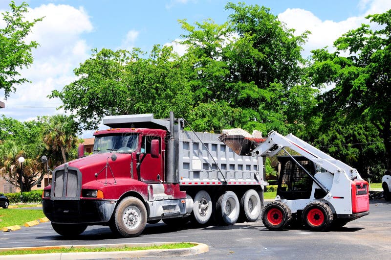 Wheel loader loading truck