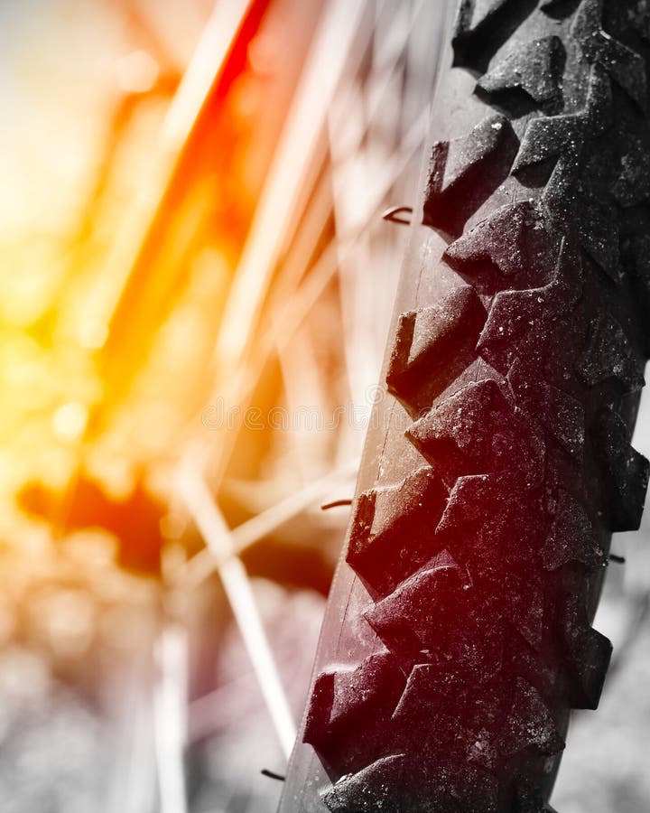 Part of mountain bike on rocky trail. Part of mountain bike on rocky trail