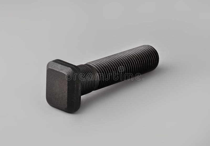 Wheel Mounting Bolt on a Gray Background. Battery Terminal Mounting