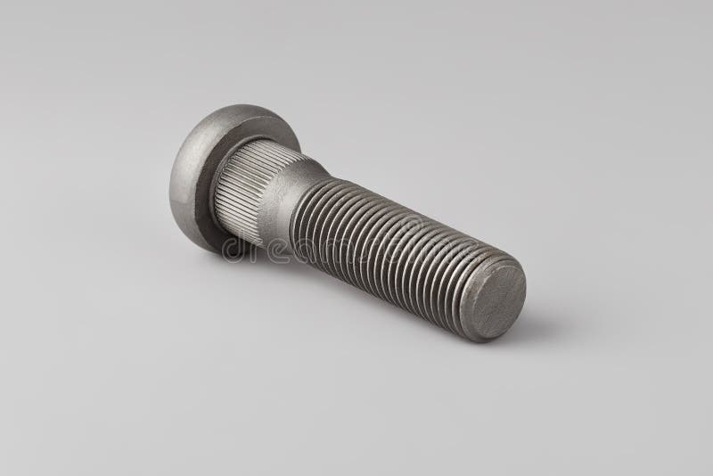 Wheel Mounting Bolt on a Gray Background. Battery Terminal Mounting