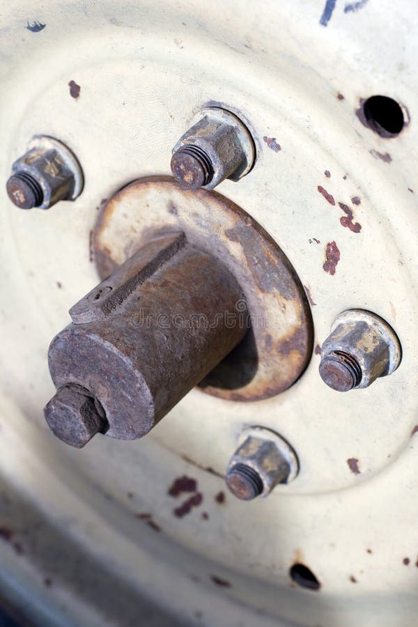 Wheel nuts on an old truck stock image. Image of collection 170767665