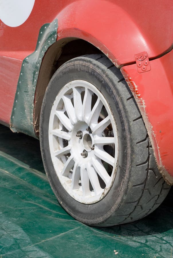 Wheel of the rally car