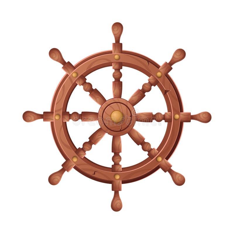 Wheel for Ship Vector Cartoon Illustration, Isolated on White