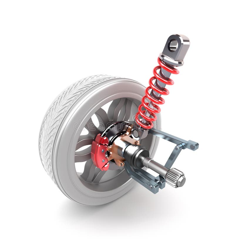 Wheel, Shock Absorber and Brake Pads Stock Illustration Illustration