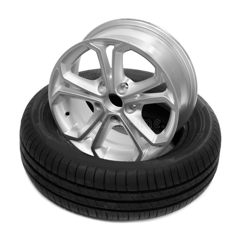 Wheel and tire for a car stock image. Image of black 58209017