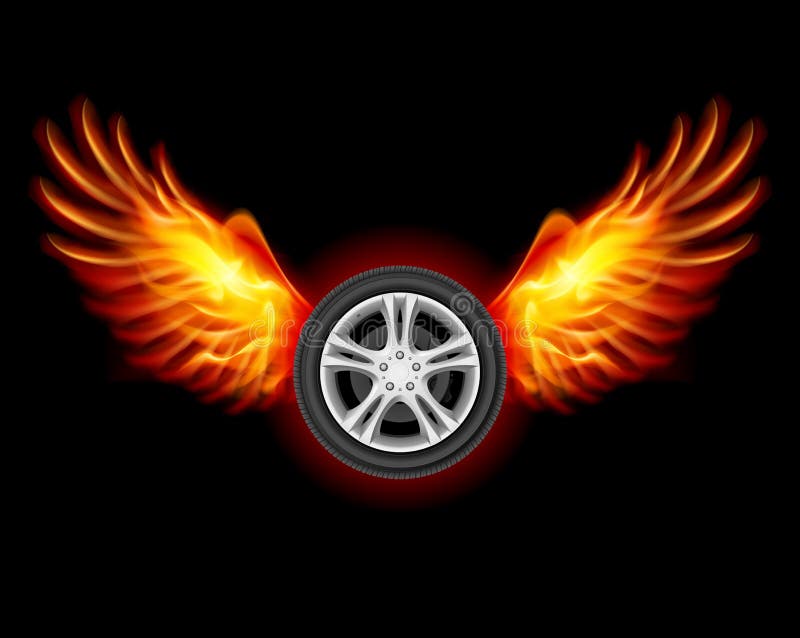 Wheel with Wings stock vector. Illustration of flaming 27181131