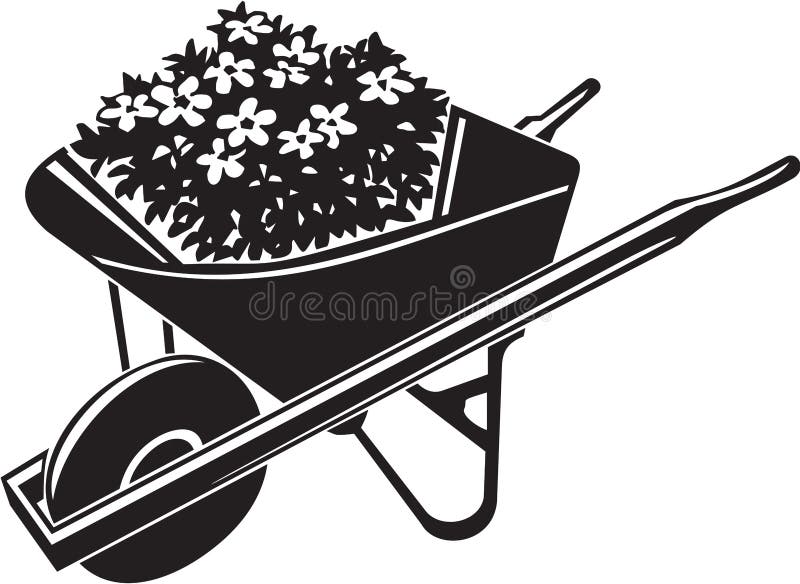 Wheelbarrow with Flowers Vector Illustration Stock Illustration ...