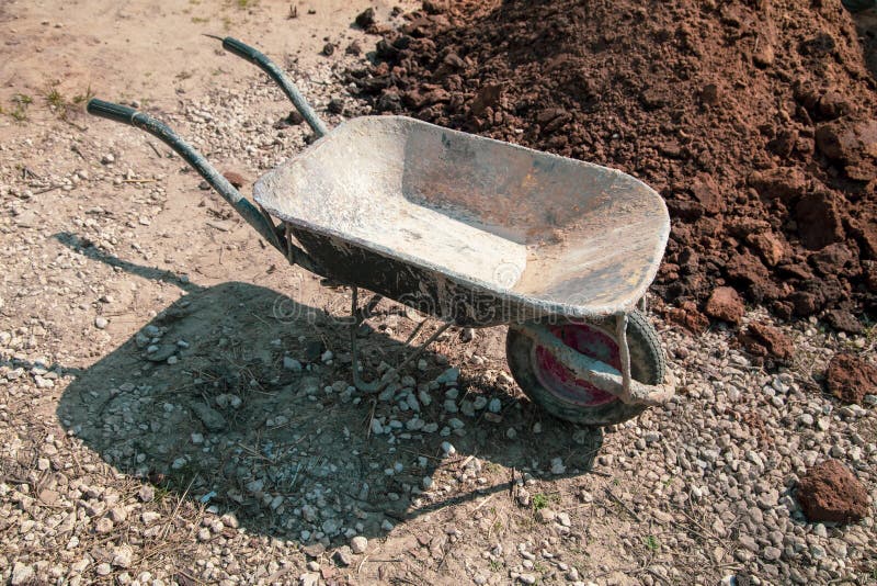 Wheelbarrow for Mortar at the Construction Site Stock Image Image of