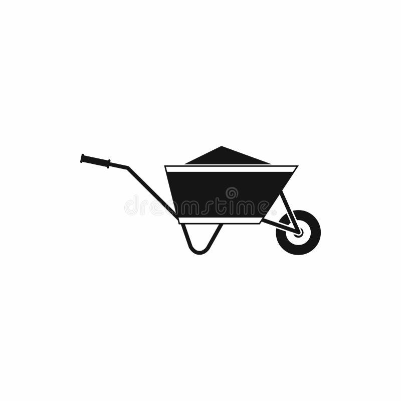 Wheelbarrow with Sand Icon, Simple Style Stock Illustration ...