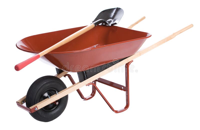 Wheelbarrow with shovels stock image. Image of green, length 2791145