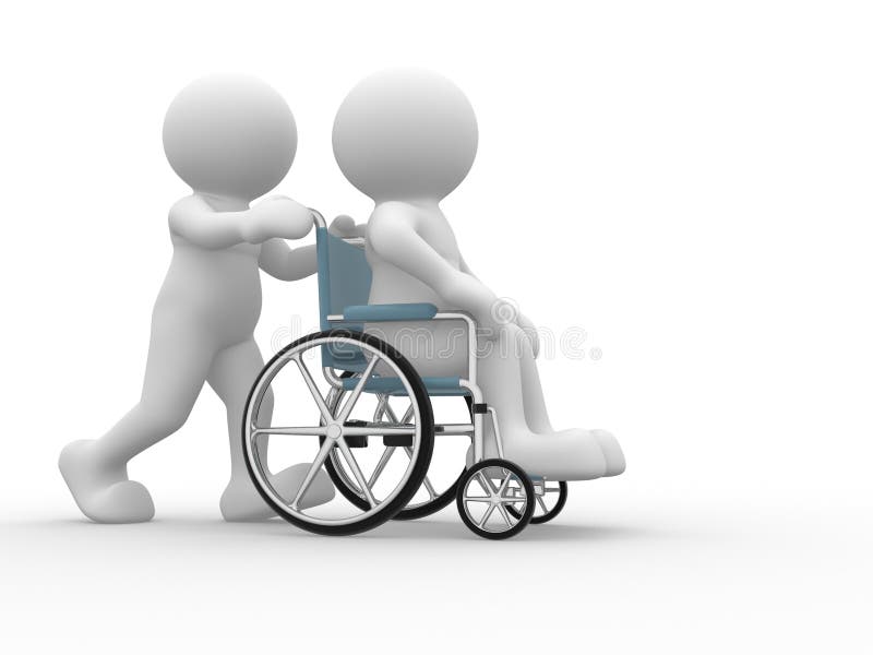 3d lidé lidský charakter na invalidním vozíku.