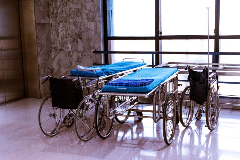 Wheelchair and Bed at Hospital Area Stock Image Image of clinical