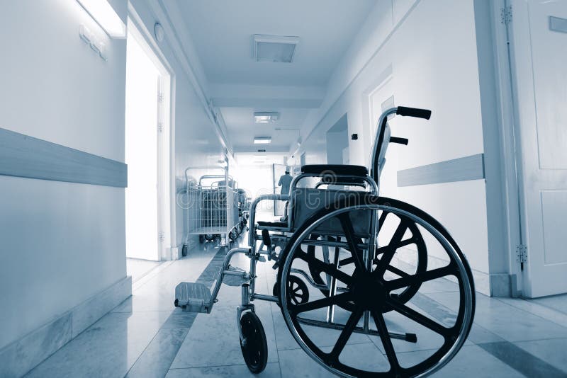 Wheelchair in a hospital stock image. Image of saddle 10023321