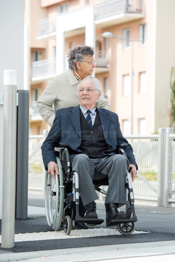 Wheelchair Old Man and Wife Stock Photo Image of handicapped, girl