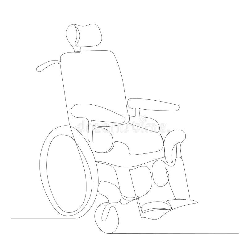 Wheelchair One Continuous Line Drawing, Isolated Stock Vector
