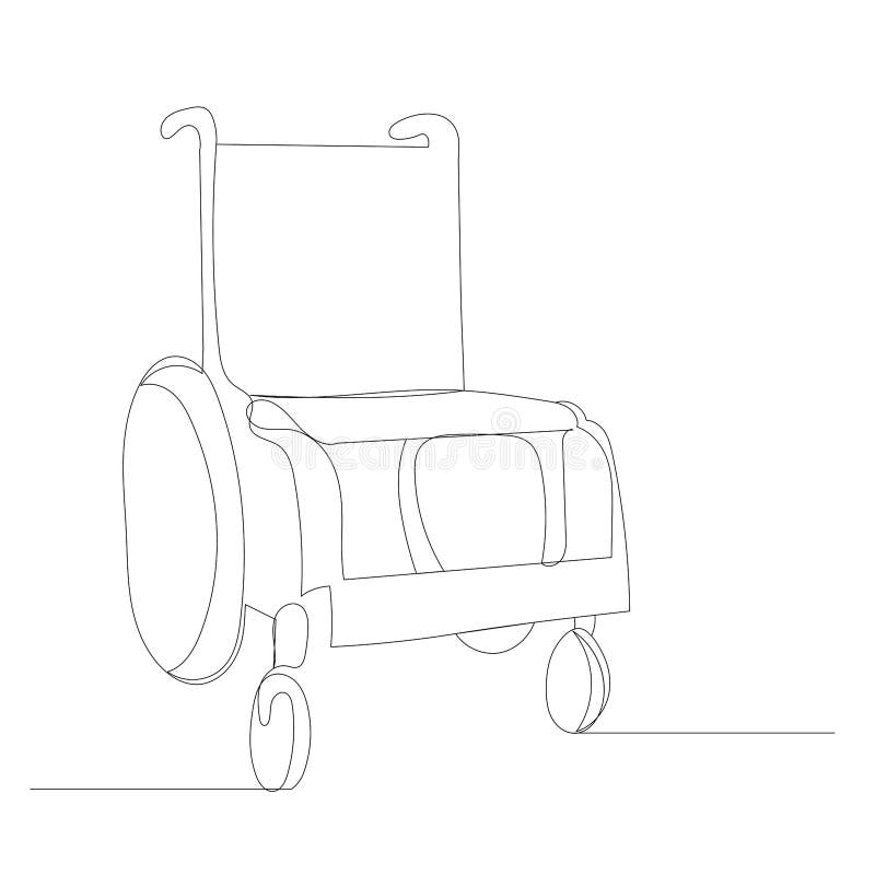 Wheelchair One Continuous Line Drawing, Isolated Stock Vector