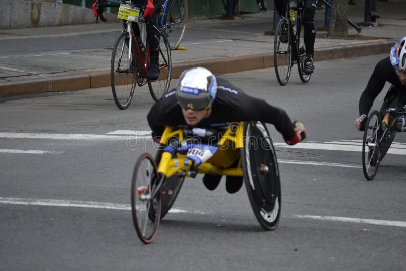 Wheelchair Racer New York City Marathon 2014 royalty free stock photos Wheelchair Racer New York City Marathon 2014 royalty free stock photos
