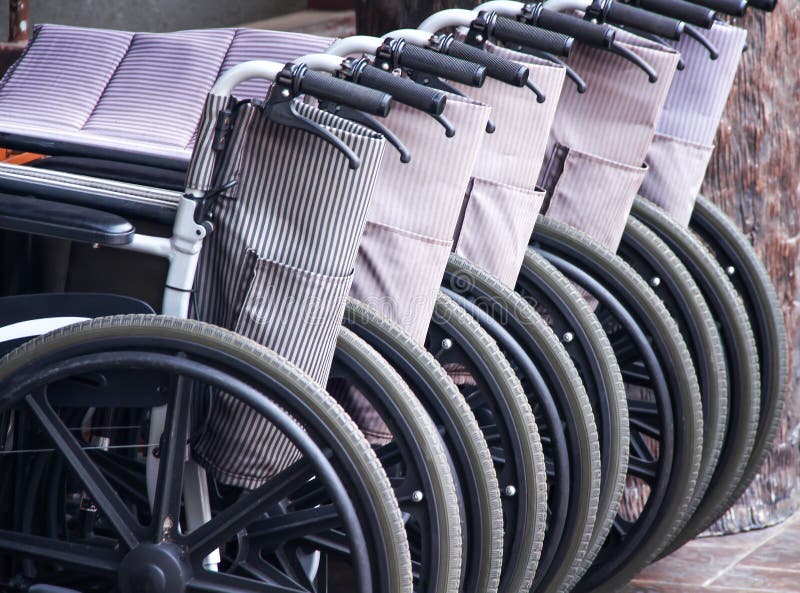 Wheelchair Service Point At Shopping Mall. Two Wheelchairs Waiting For