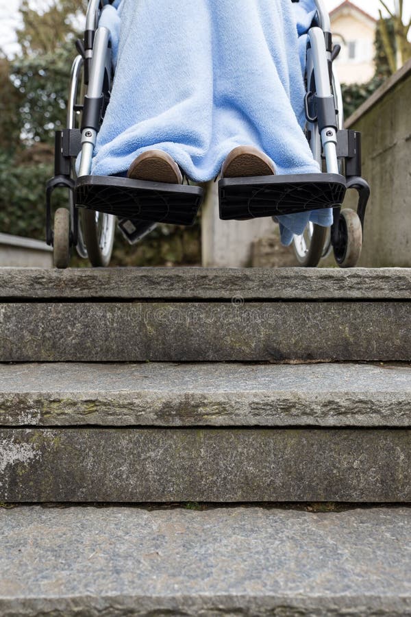 Wheelchair at stairs stock photo. Image of illness, disable 80410770