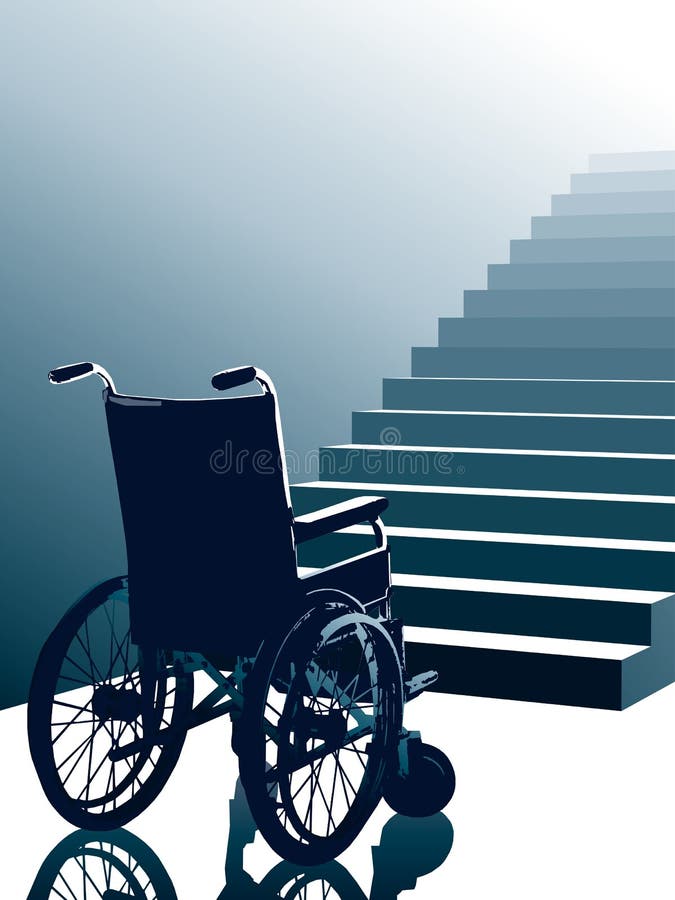 Wheelchair and Stairs, Vector Stock Vector Illustration of interior
