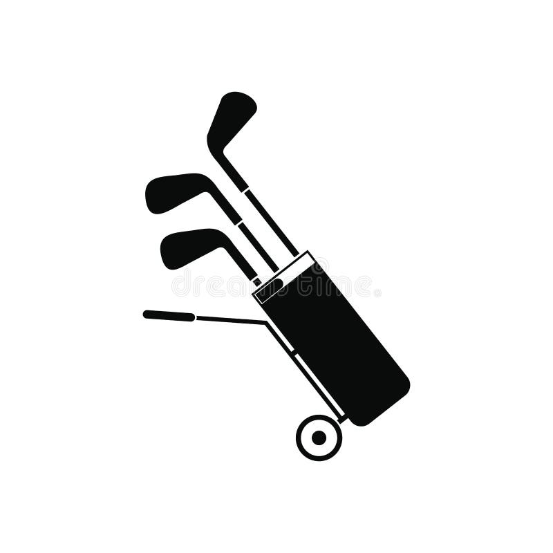 A Wheeled Golf Bag Full of Golf Clubs Flat Icon Stock Illustration