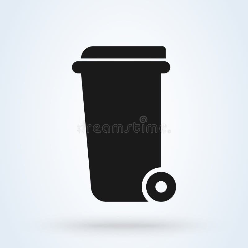 Trash Can, Rubbish Bin. Simple vector modern icon design