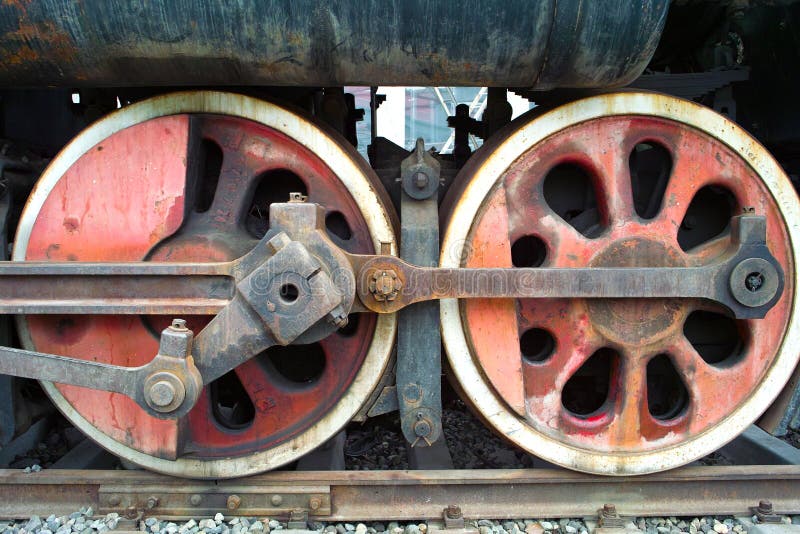 Train wheels on a old locomotive. Train wheels on a old locomotive