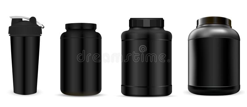 Whey protein bottle container Black and White Stock Photos