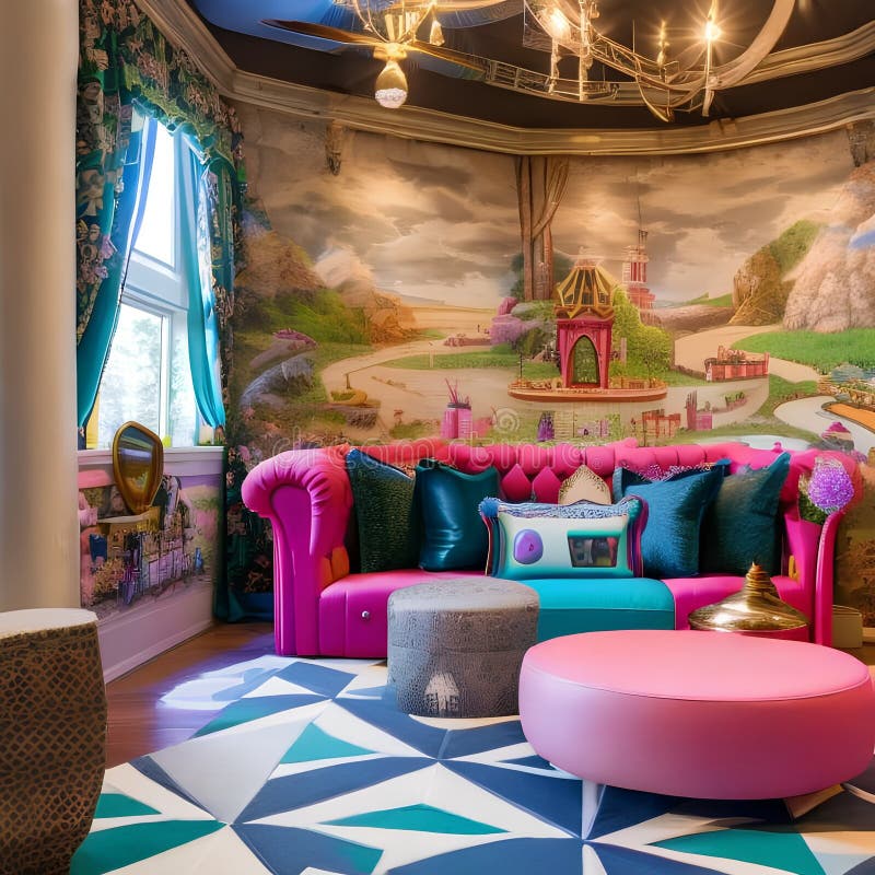 A Whimsical Alice in Wonderland-themed Playroom with Oversized ...