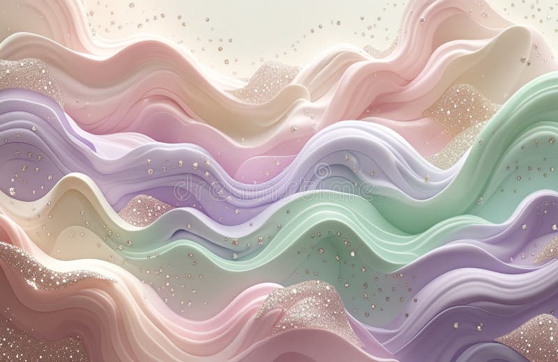 Whimsical background pastel waves shimmering dots stock illustration