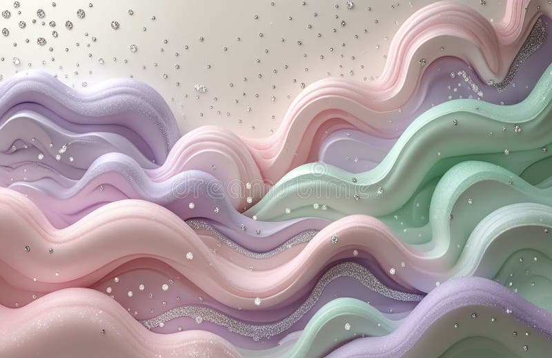 Whimsical background pastel waves shimmering dots royalty free illustration