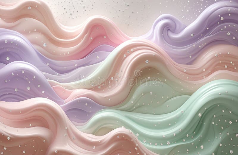 Whimsical background pastel waves shimmering dots royalty free illustration