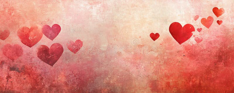 A whimsical background with playful hearts in various shades of red, pink, and coral, scattered royalty free stock image