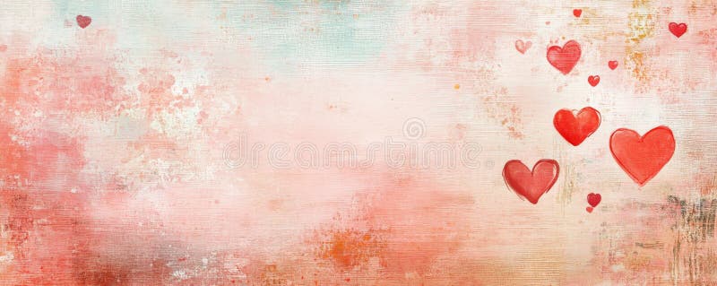 A whimsical background with playful hearts in various shades of red, pink, and coral, scattered royalty free stock images