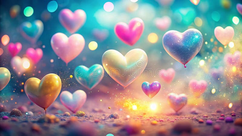 A Whimsical Collection of Floating Hearts Surreal Cute and Happy Love ...