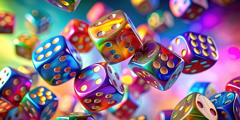 A Whimsical Dance of Colorful Dice Dynamic Abstract Illustration Featuring Vibrant Cubes in Motion royalty free illustration