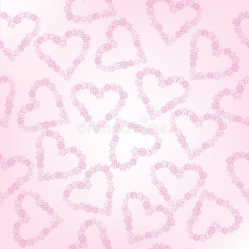 Whimsical floral hearts, seamless pattern