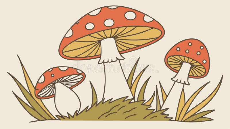Whimsical forest toadstools eine charmante Vektor Illustration der Waldlandschaft. Vektordesign Generative KI vektor abbildung