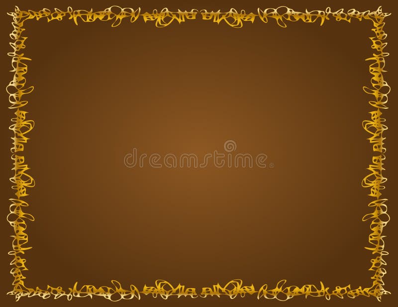 Whimsical Golden Border, Brown Background Stock Illustration - Illustration  of golden, filigree: 30005631