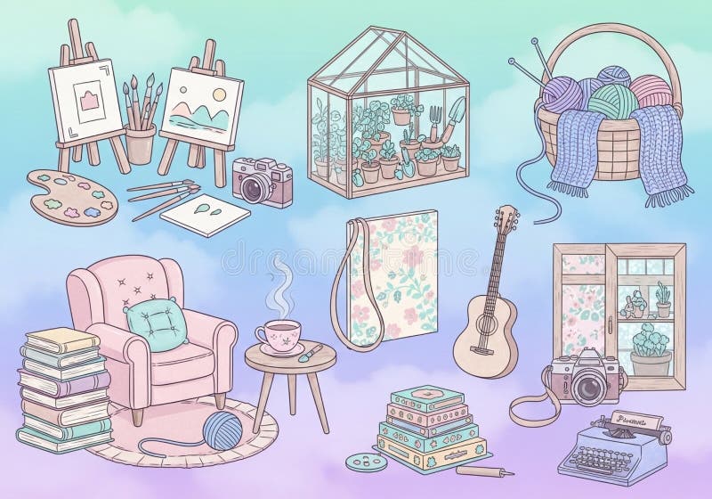 A whimsical illustration showcasing a creative stock illustration